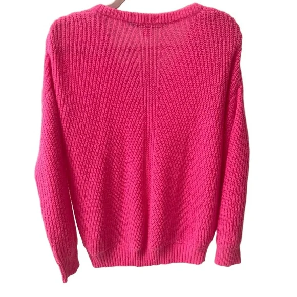 Lilly Pulitzer Kasmina Womens M Pink Isle V-Neck Knit Sweater Preppy Resort - Picture 3 of 6